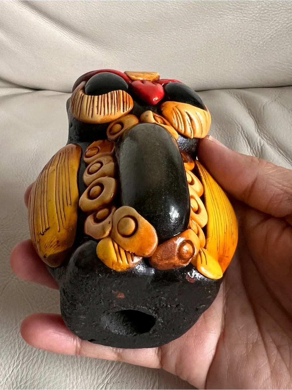 Decorative Ceramic Clay Owl Figurine Whistle Owl Sound Aztec Style